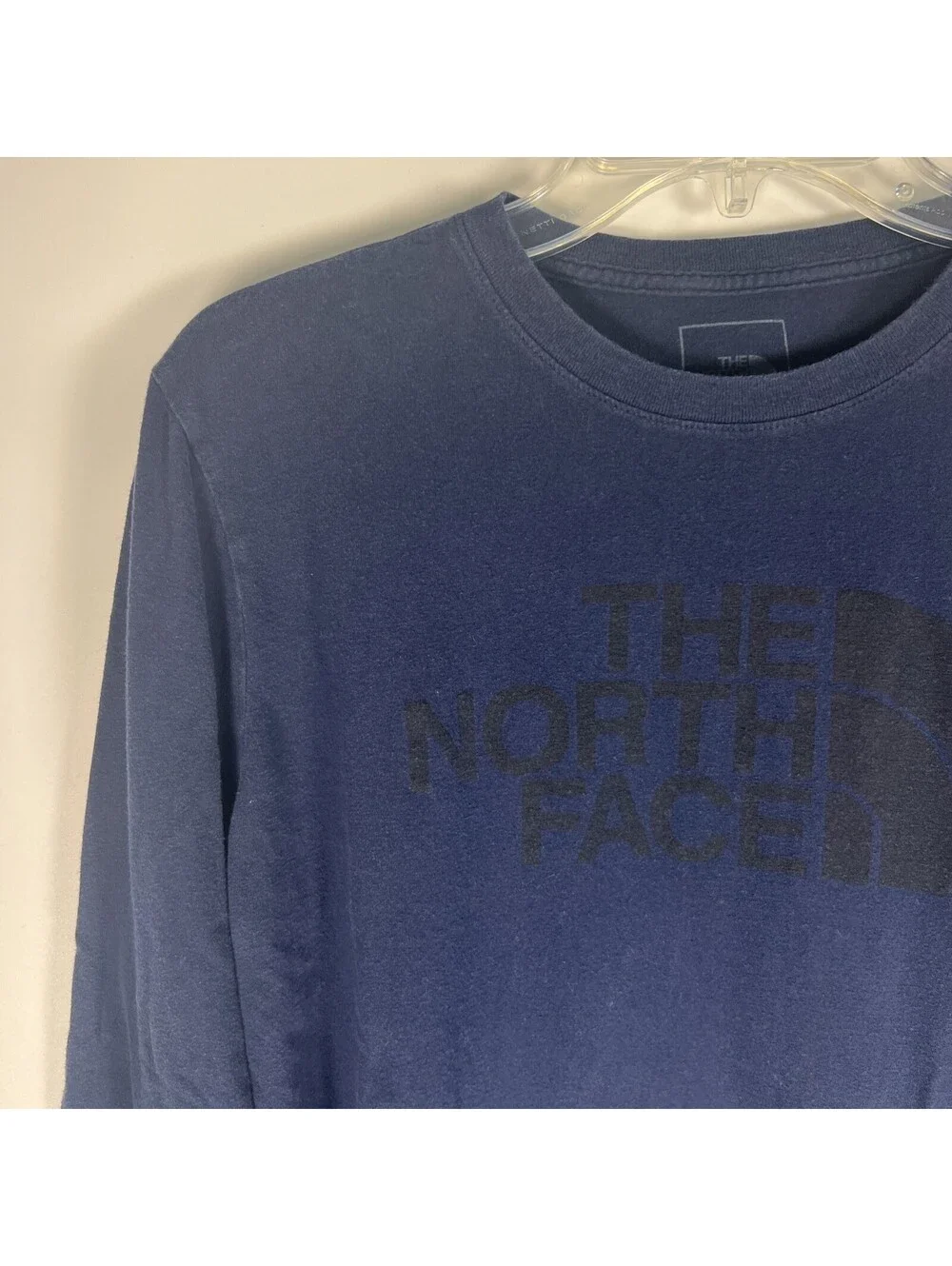 The North Face Long Sleeve Tee Shirt-Navy Blue/ Black Logo-Women's Large